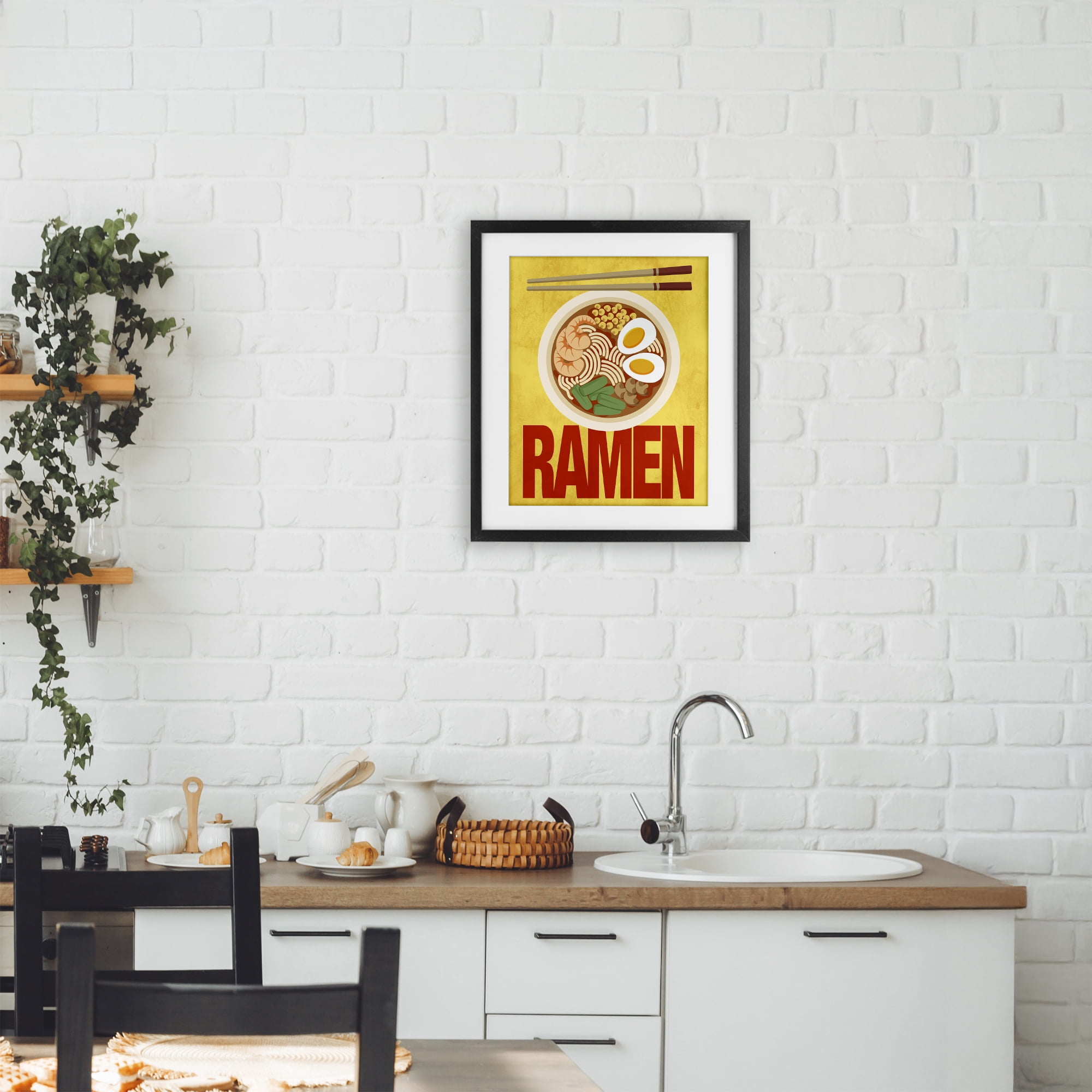 Stupell Industries Bright Ramen & Chopsticks Black Framed Print Under Glass, design by Marcus Prime
