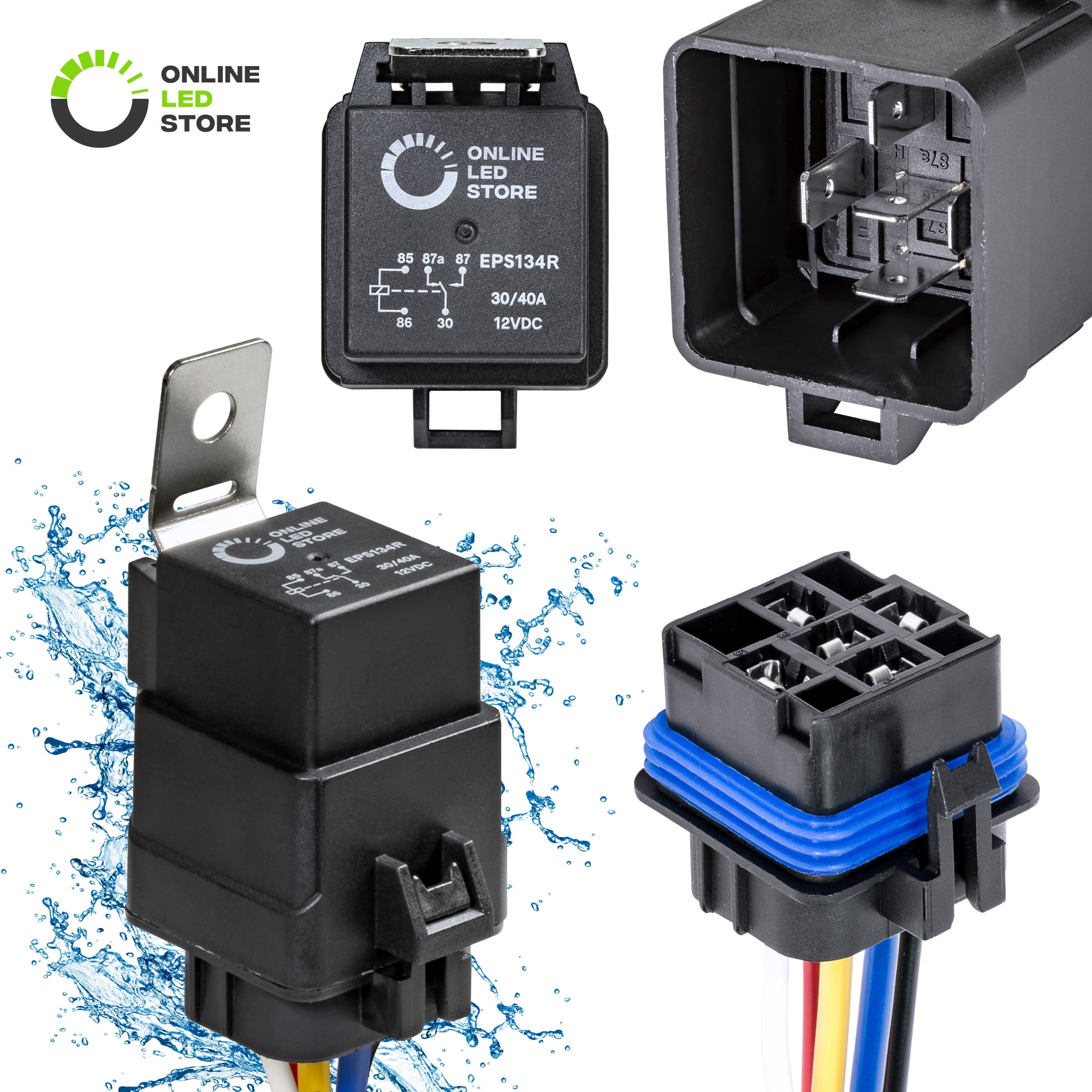 12V Car Automotive On/Off Fused Relay 30A 5-Pin with Holder Socket Durable