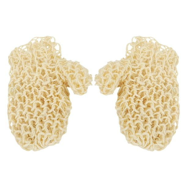 1 par de guantes exfoliantes de esponja reutilizables, guantes de baño de sisal natural, guantes de ducha para exfoliar la piel, esponja de baño para gel de baño