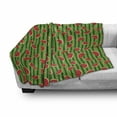 thumbnail image 2 of Melon Soft Flannel Fleece Throw Blanket, Cartoon Watermelon Slices on Vertical Stripes, Cozy Plush for Indoor and Outdoor Use, 60" x 80", Fern Green Hunter Green, by Ambesonne, 2 of 5