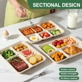 thumbnail image 3 of GPED 125 Pack 5 Compartment Disposable Plates, 10.25" x 8.25" Compostable Paper Plates Bulk, Biodegradable Sugarcane Bagasse Trays, Heavy-Duty School Lunch Trays for Party, Natural Brown, 3 of 7