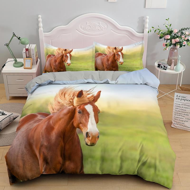 Horses Printed Duvet Cover Set Single Twin Full King Bedding Sets Soft