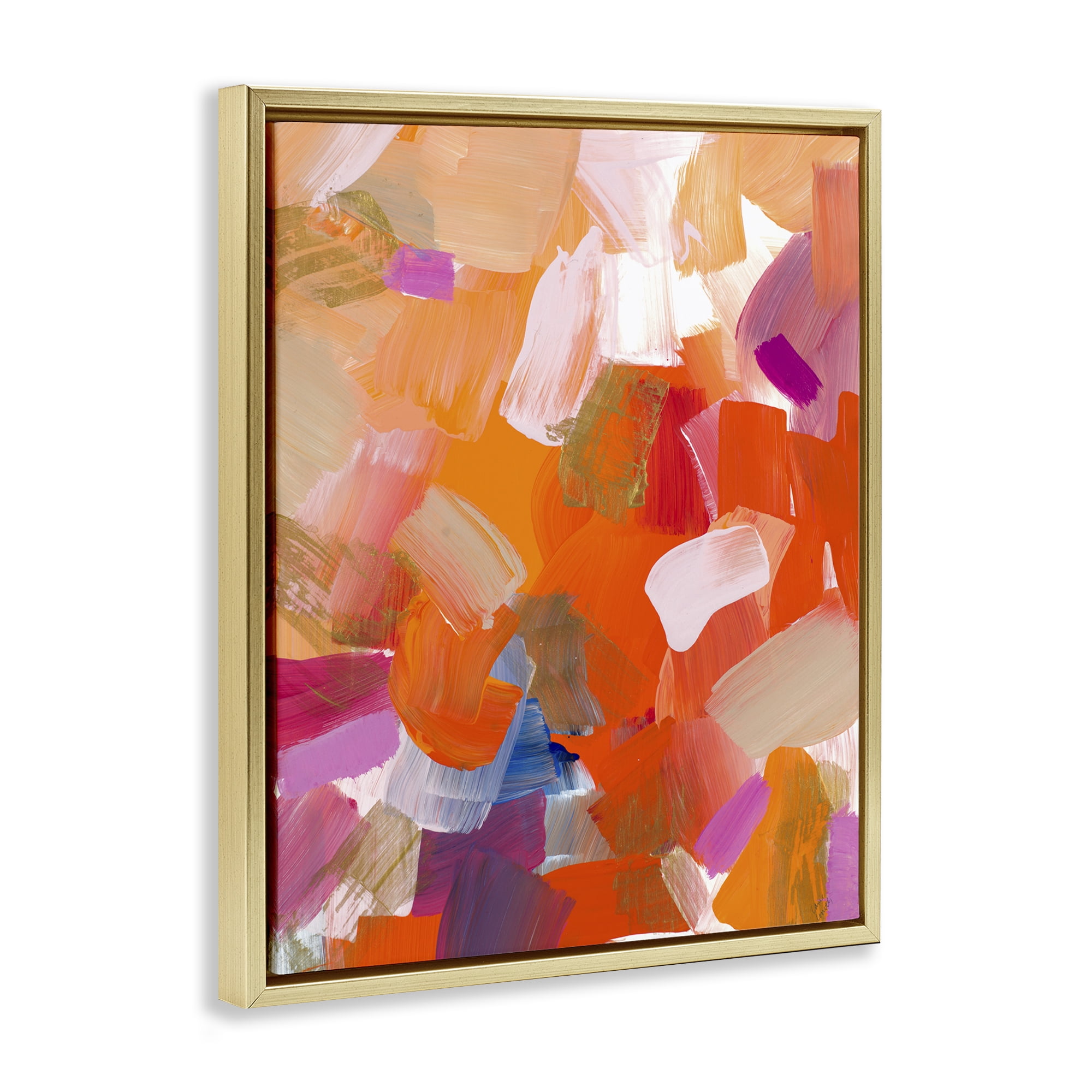 Stupell Industries Confetti Petals Abstraction Gold Framed Floater Canvas Wall Art, design by Lanie Loreth
