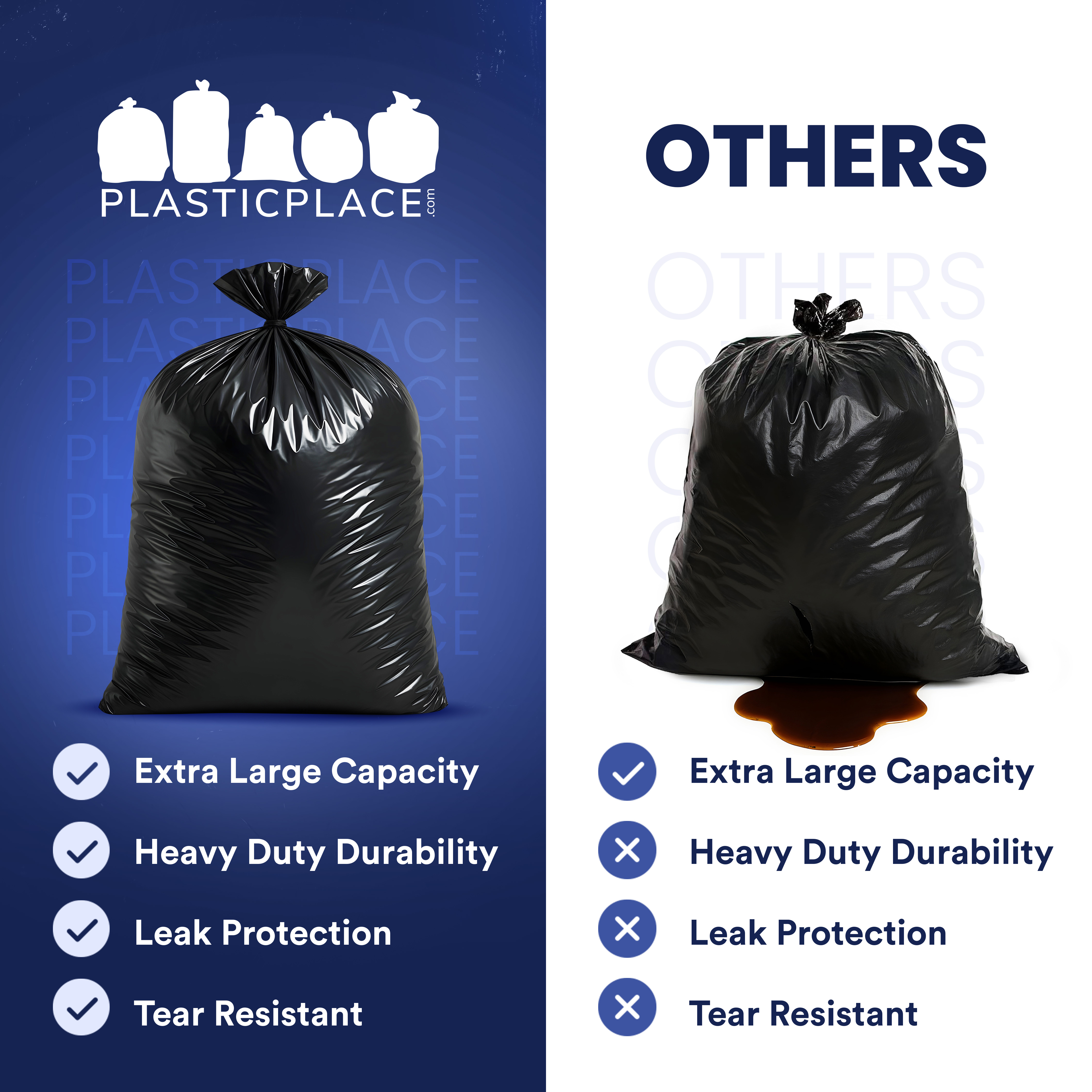 Plasticplace 95-96 Gallon Heavy Duty Trash Bags (50 Count) photo 7