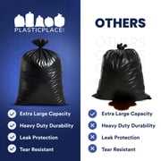 Plasticplace 95-96 Gallon Heavy Duty Black Trash Bags - Contractor Grade, Extra Large Garbage Bags for Construction & Outdoor Trash Cans, 1.2 Mil Thick, 61” x 68” (15 Count Roll)