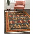 thumbnail image 1 of Unique Loom Fars Collection Tribal Modern Casual Area Rug, 3 Feet 3 Inch x 5 Feet 3 Inch, Navy Blue/Tan, 1 of 5