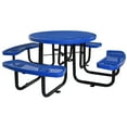 thumbnail image 4 of LiviNest Round Outdoor Picnic Table with Benches: 46" Steel Table & 4 Seats - Integrated Blue Table Set for Backyard BBQ & Family Gatherings - Portable Design with Umbrella Hole, 4 of 6