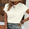 thumbnail image 5 of Stichou Women's Ruffle Short Sleeve Tops Dressy Casual 2026 Summer Spring Crew Neck Textured Shirts Tee Blouse White M, 5 of 6