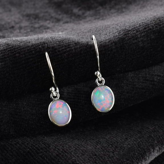 QNAVIC AA Ultra Fire Ethiopian Opal Stone Dangle Drop Earrings for Women, October Birthstone, Bridal Handmade Wedding Jewelry Gift for Brides, 925 Sterling Silver Earrings for Gifts