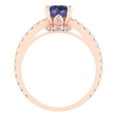 thumbnail image 4 of 1.465 ctw Solitaire with Zirconia Diamond Accents Anniversary Ring for Women | Round Cut Simulated Tanzanite | Hyperallergenic Solid 18K Rose Gold, 4 of 5