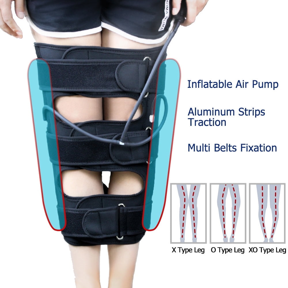O/X Leg Posture Correction Belt, Bowed Legs Knee Valgum Straightening Posture Corrector with Air Pump Pressure, Adjustable Size for Adult Children