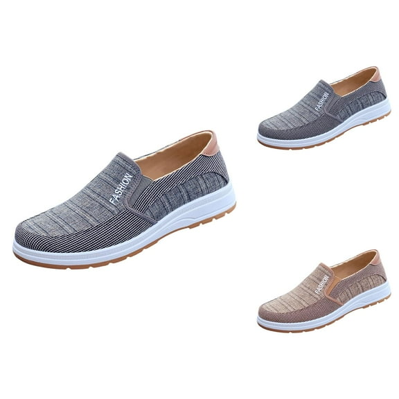 Fashion All Season Men Casual Shoes Flat Bottom Round Toe Non Cloth Shoes Solid Color Comfortable Elastic And Shallow Mouth Man Shoes