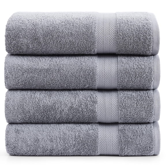 LANE LINEN 4 Pack Bath Towels - 100% Cotton, Soft, Absorbent & Quick-Dry for Everyday Use - Grey