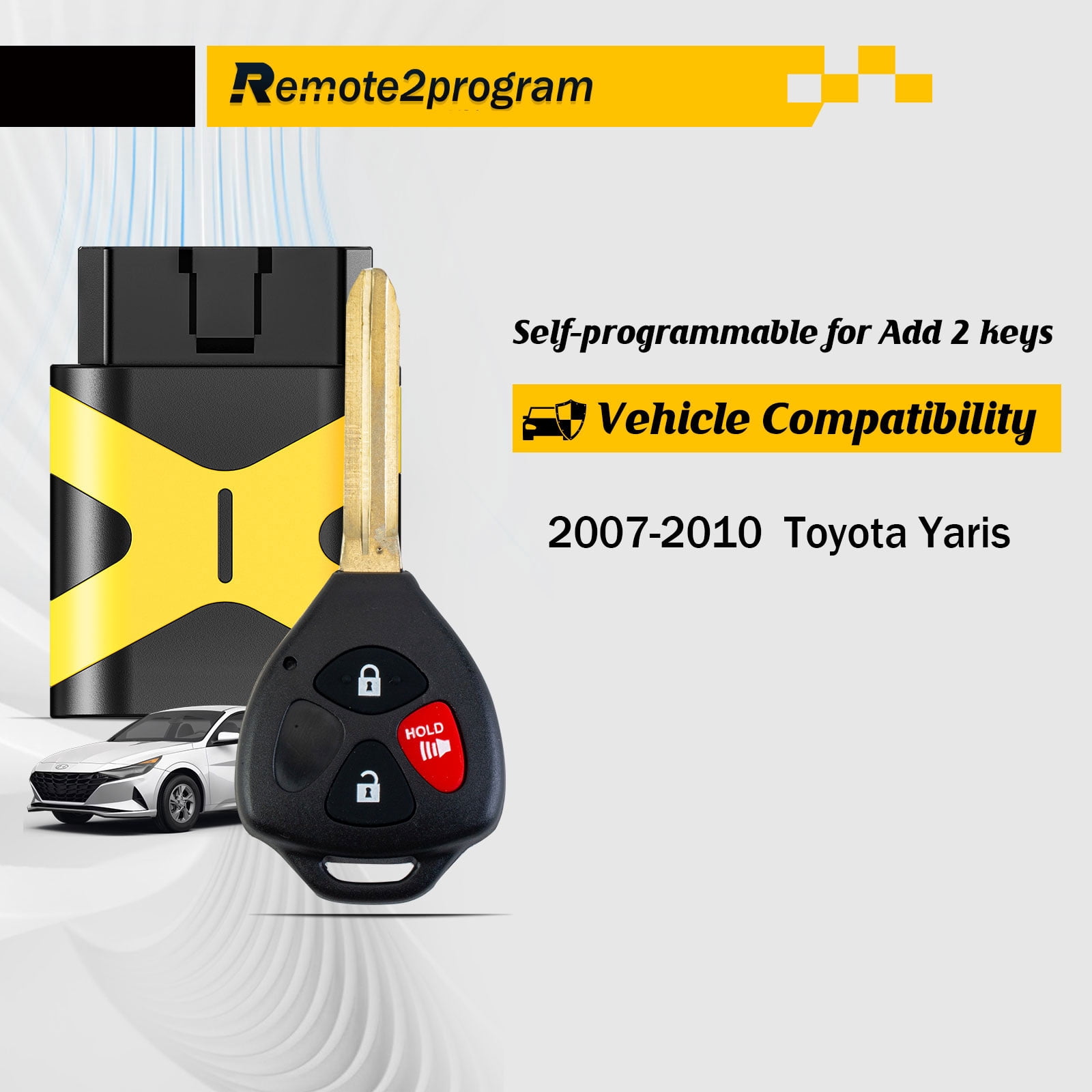 Bluetooth OBD Programmable Tool/Add 2 Keys Replacement for 2007-2010 Toyota Yaris/2005-2010 Scion TC with FCC: MOZB41TG