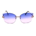 thumbnail image 2 of Womens Rhinestone Jewel Hinge Rimless Oversize Cat Eye Butterfly Sunglasses Gold Blue Pink, 2 of 4