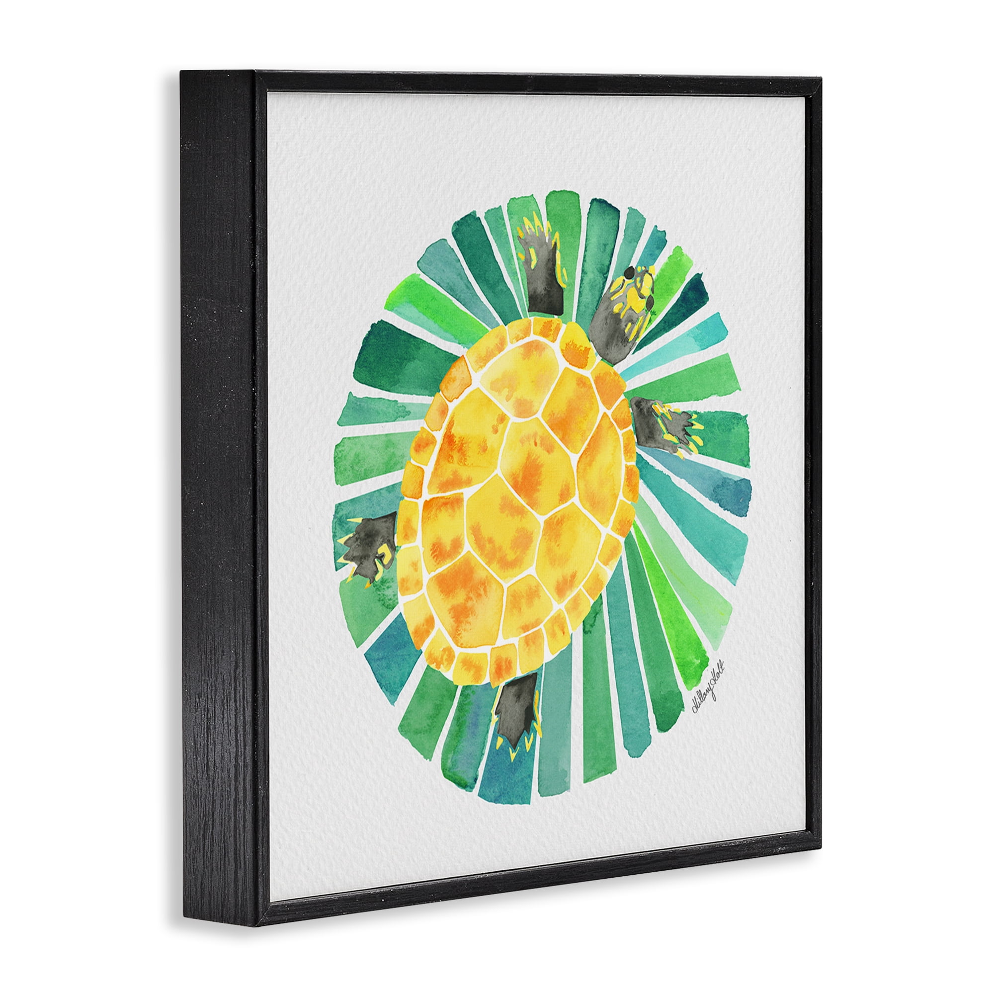 Stupell Industries Lotus Garden Turtle Black Framed Giclee Art, design by Hillary Holt