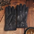 thumbnail image 2 of Mens Winter Black Leather Gloves For Driving Dress Real Sheepskin Leather Warm Fleece Lined Gloves, 2 of 6