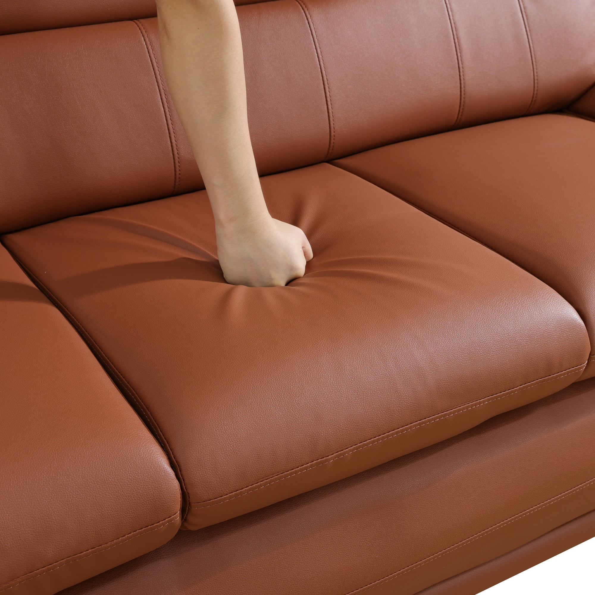 Gewnee Single Sofa, 46" Sofa Chair,Breathable Faux Leather Upholstery, Solid Wood Frame Living Room Lounge Accent Chair ，Bright Bronze