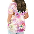 thumbnail image 3 of Patlollav Womens Plus Size Shirts Elegant Floral Print Tunic Tops Summer Crewneck Short Sleeve Tshirts 2024 Oversize Tee Shirts, 3 of 5