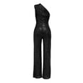 thumbnail image 3 of QATAINLAV Womens Casual One Shoulder Sparkly Jumpsuits Clubwear Sleeveless Elegant Sequins Bodycon Wide Leg Pants for Wedding Party Black XXXL, 3 of 5