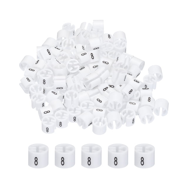 Unique Bargains Marqueur de Cintre Coloré pour Vêtements (Numéro 8, Blanc), Lot de 100 Pcs