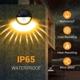 thumbnail image 4 of Juego de 2 luces solares LED para pared exterior, apliques de pared IP65, impermeables, iluminación decorativa para pared, luz blanca cálida, lámpara de cerca de pared, patio, jardín, puerta de entra, 4 of 5