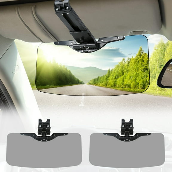 GQLHYD Sun Visor Extender 2-Piece Set Anti-Glare Polarized for Car Universal Black