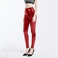 thumbnail image 3 of GJSYRH High Waisted Leather Leggings for Women Shiny Latex Pants Sexy Punk Black PU Tight Trousers, 3 of 4