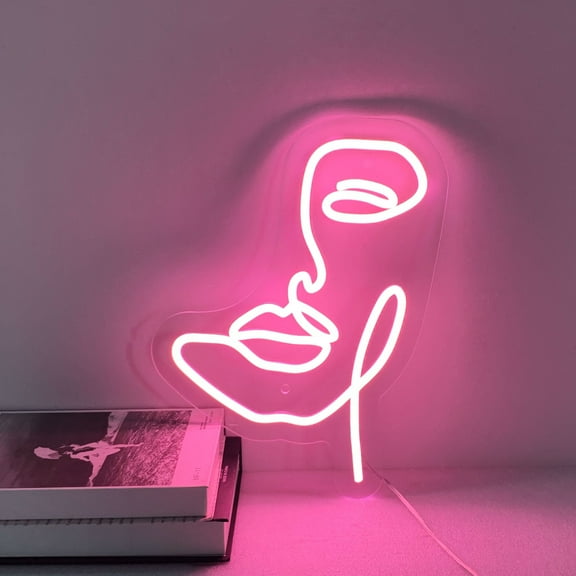 Half Face Neon Sign,Abstract Face Neon Light for Beauty Salon,Bedroom,Birthday Party Wall Decor,Face LED Neon Sign,Custom Sign
