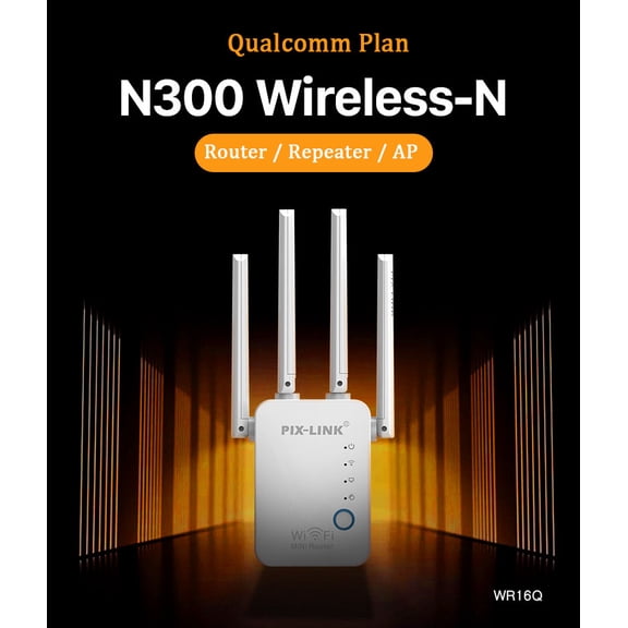 PIX-LINK WR16Q, repetidor WiFi, enrutador inalámbrico, extensor de rango extensor, enrutador WiFi PIX-LINK WR16Q-WPUSCZ