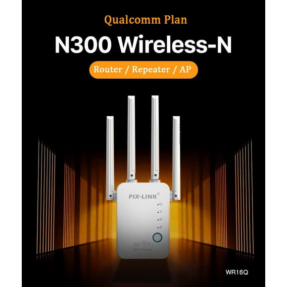 PIX-LINK WR16Q, repetidor WiFi, enrutador inalámbrico, extensor de rango extensor, enrutador WiFi