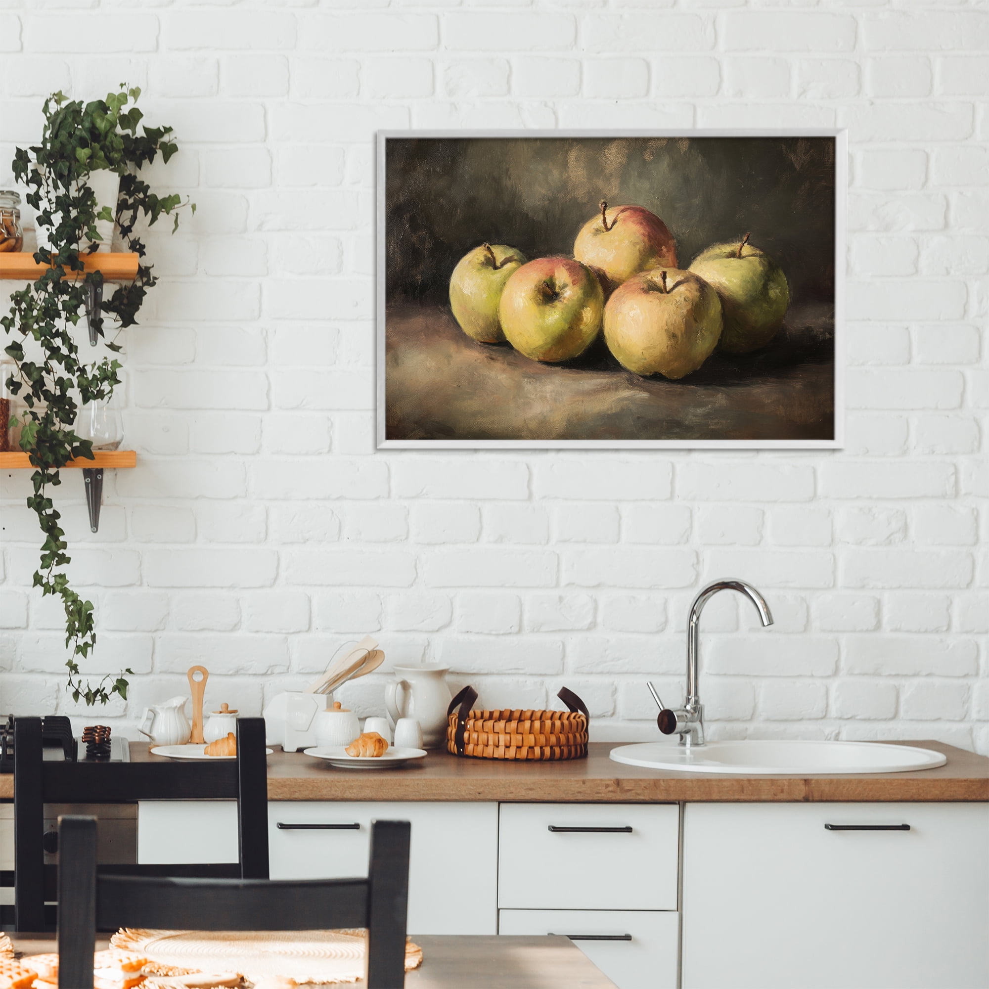 Stupell Industries Apples in Soft Shadow White Framed Giclee Art, design by Petal Prints Design