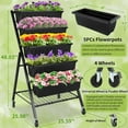 thumbnail image 5 of Homdox 4FT Vertical Garden Bed, 5 Tiers Vertical Raised Garden Planter, 25.6 * 26 * 48Inch Garden Raised Bed with 4 Hooks & 4 Wheels, Vegetable Flower Planter Raised Stand, Black with Storage Rack, 5 of 15