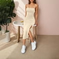 thumbnail image 4 of Simua Women's Summer Fashion Dress Sexy Spaghetti Strap Split Solid Color Backless Slim Midi Dress, 4 of 9