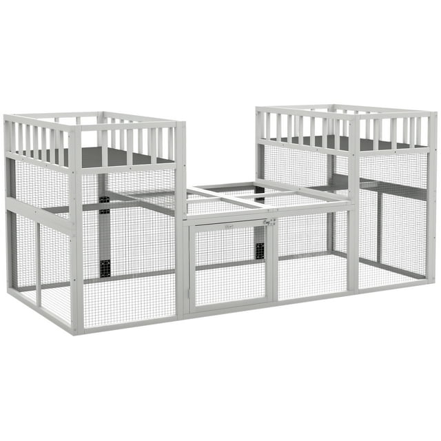 PawHut 7.3' x 3.6' Wooden Chicken Coop Combinable Design with Storage Shelf