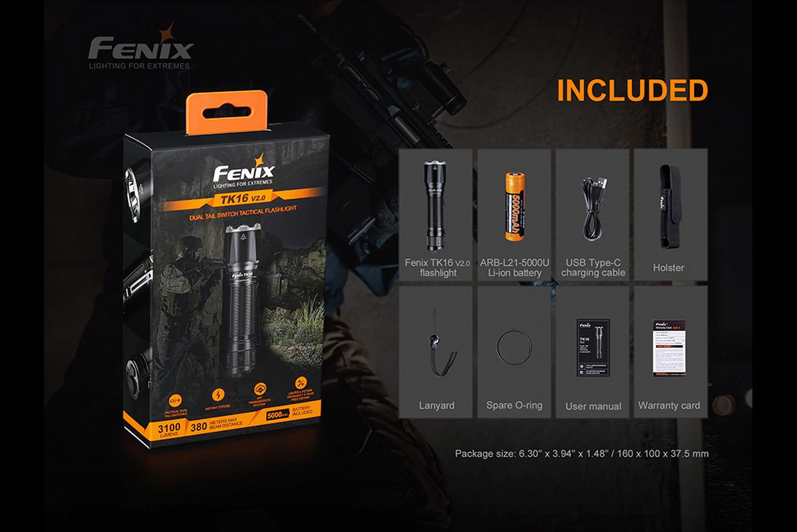 Fenix Lighting TK16 V2.0 Lithium Ion 3100 Lumens Luminus SST70 LED Flashlight, Black