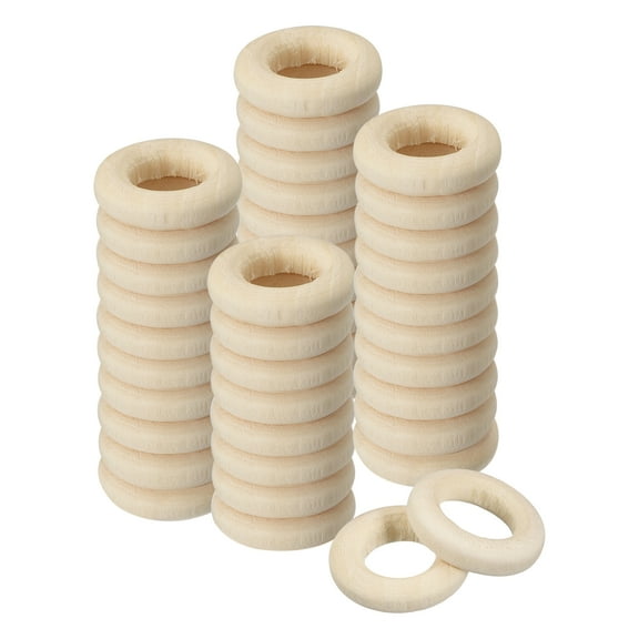 120Pack Natural Wood Rings, 15mm/4.9inch Unfinished Smooth Circles (4mm Thick)