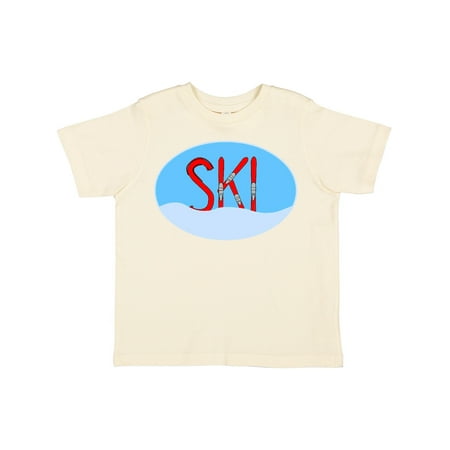 

Inktastic Ski Red Skis and Snow in an Oval Gift Toddler Boy or Toddler Girl T-Shirt