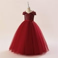 thumbnail image 2 of IUYRTFE Fashion Sequin Mesh Performance Dress for Girls Halloween Party Role Play Outfit Stage Show Tutu Dress with Short Sleeves Round Neck Clothes(Red,12 Years), 2 of 9
