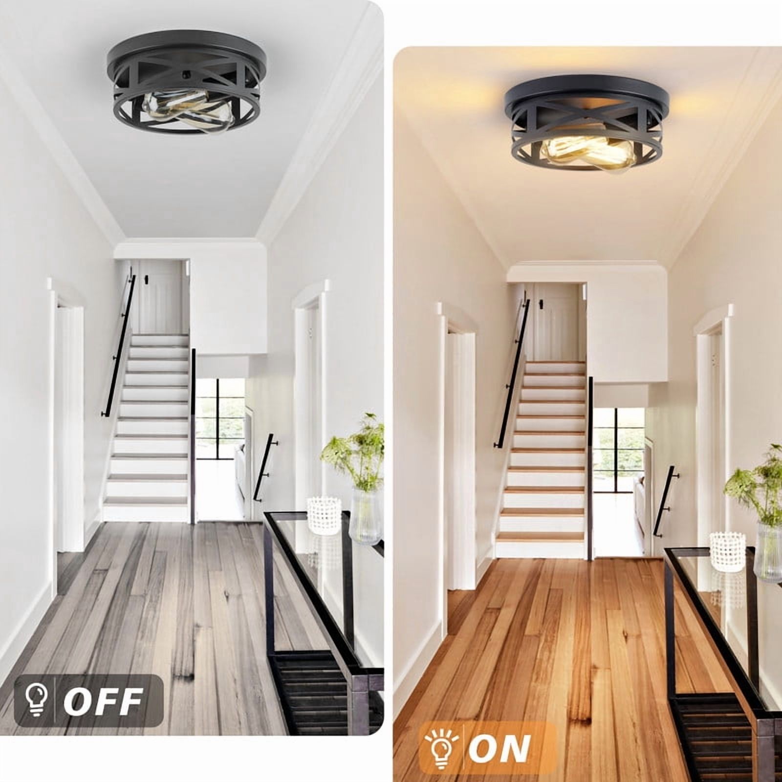 GCGAFUL Farmhouse Black Flush Mount Ceiling Light, 2-Pack photo 8