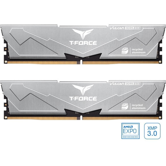 Team T-Force Vulcan ECO 32GB (2 x 16GB) 288-Pin PC RAM DDR5 6400 (PC5 51200) Desktop Memory Model FLESD532G6400HC38JDC01