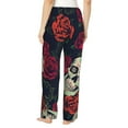 thumbnail image 3 of Bingfone Pajamas For Women,Roses Skulls Pajama Pants With Pockets-X-Large, 3 of 9
