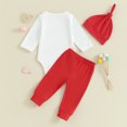 thumbnail image 3 of Bagilaanoe 3pcs Newborn Baby Girl Boy Valentine’s Day Clothes Long Sleeve Romper Tops + Heart Print Trousers + Hat 3M 6M 12M 18M Infant  Pants Set, 3 of 8