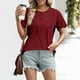 thumbnail image 5 of Tops Henley para mujer,Camisa informal de manga corta holgada para mujer, cuello redondo, tejido de poliéster, ideal para uso diario en primavera y verano, sopatenor, 5 of 9