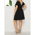 thumbnail image 5 of Women's Plus Size Dresses Summer Sexy Deep V-Neck Short Sleeve Casual Swing Drawstring Waist Midi Dress, 5 of 6