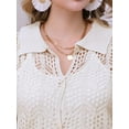 thumbnail image 5 of DARING DIVA Women's Button Down Short Sleeve Crochet Hollow Out Beach Cover Up S Apricot, 5 of 6