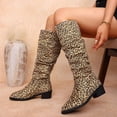 thumbnail image 5 of EKVAHL Women's Slouch Knee High Boots, Faux Suede Ruched Design Low Block Heel Tall Boots, Wide Calf Fall Winter Casual Daily Boots Multicolor, 5 of 6