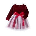 thumbnail image 1 of Fortune Robe en Tulle pour Fille 0-5 Ans, Enfants, Manches Longues, Velours, Paillettes, Étoiles, Tutu en Maille Superposée, Robe Patchwork, 1 of 1