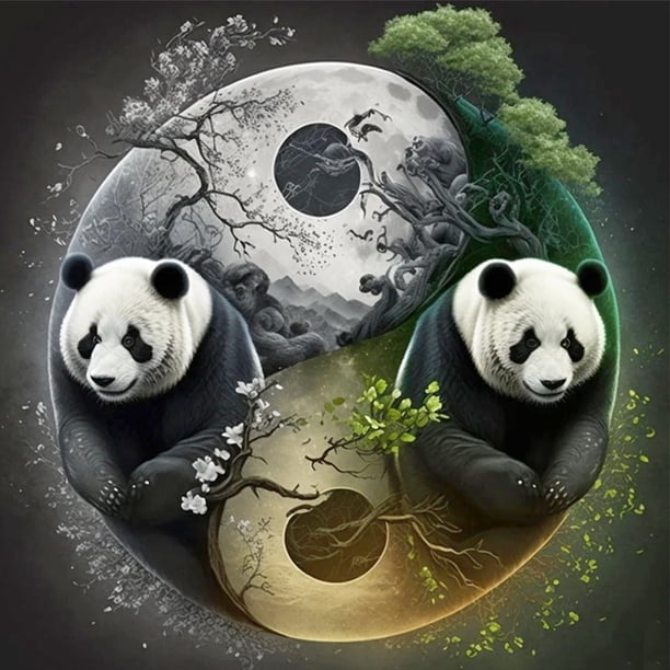 Kit punto cruz con panda impreso 11 quilates hilo algodón ecológico y bordado (ACC-922)