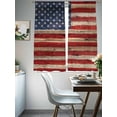 thumbnail image 5 of Sheer Curtains 63 Inches Long, Retro American Flag Light Filtering Window Curtains for Living Room, Vintage USA Flag Red Blue Wooden Rod Pocket Voile Sheer Curtain Drapes, 52"W x 63"L, 2 Panels, 5 of 8